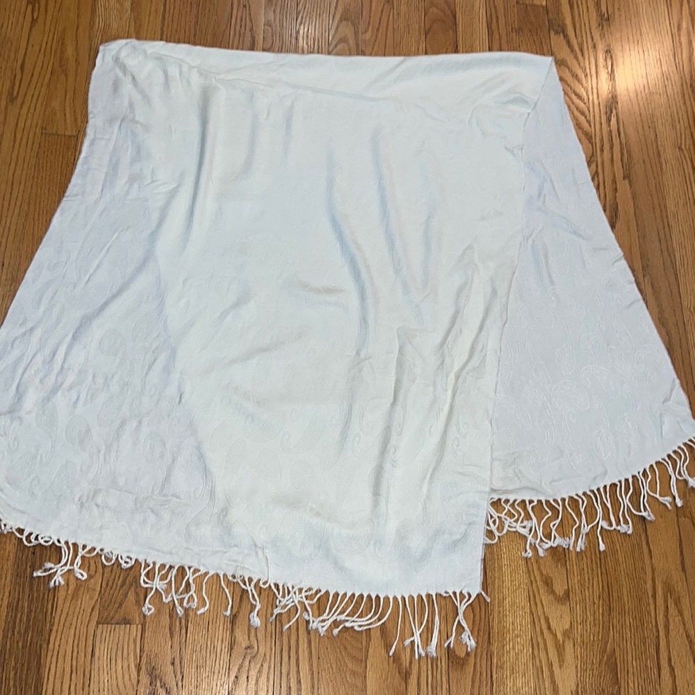 Primo Filo Italia Ivory Damask Paisley Scarf~Wrap~Shawl ITALY